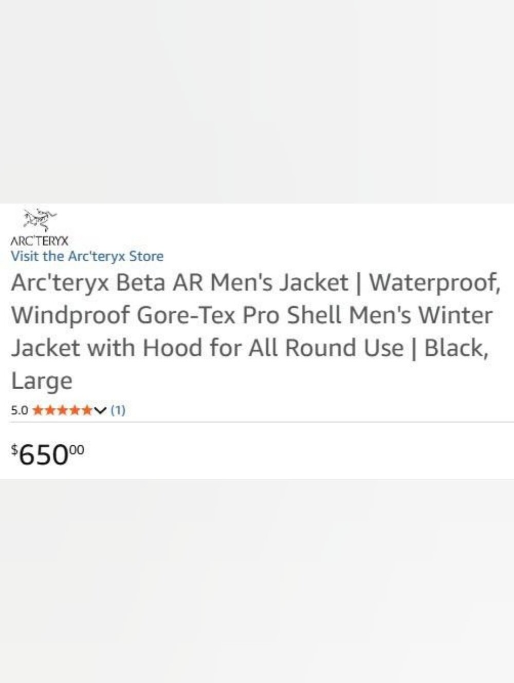 Arc'teryx Men's Black Hooded Waterproof Rain Jacket - Picture 3 of 4